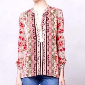 Anthro Tiny boho‎ Devas embellished Popover top sz S